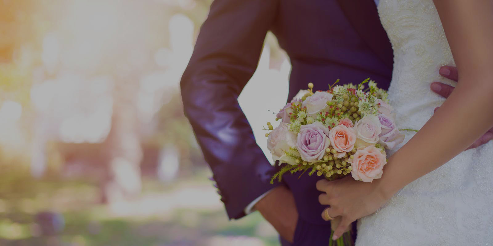 bride & groom with bouquet